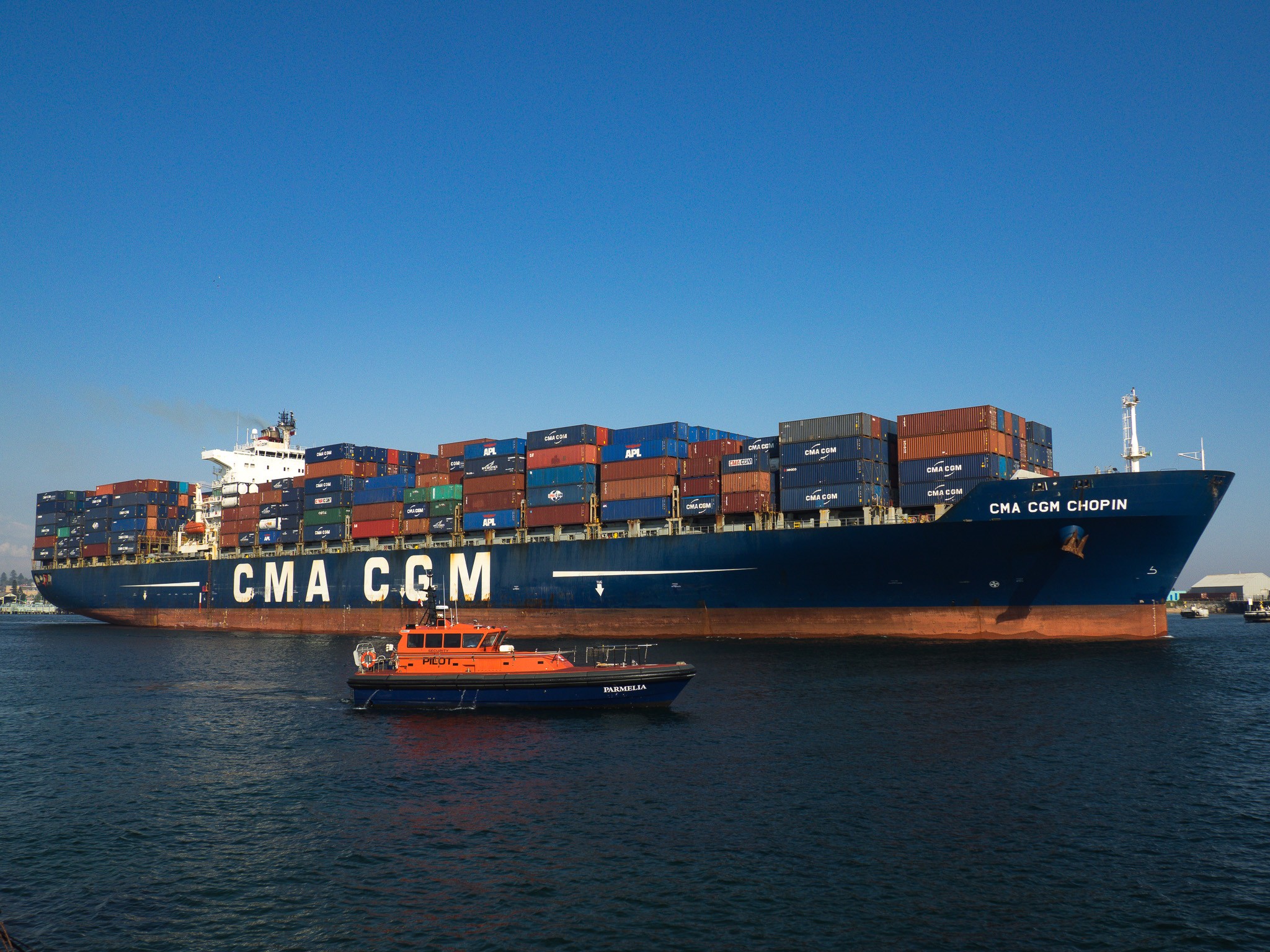 Transit: CMA CGM CHOPIN entering English South Coast at The Dover Strait