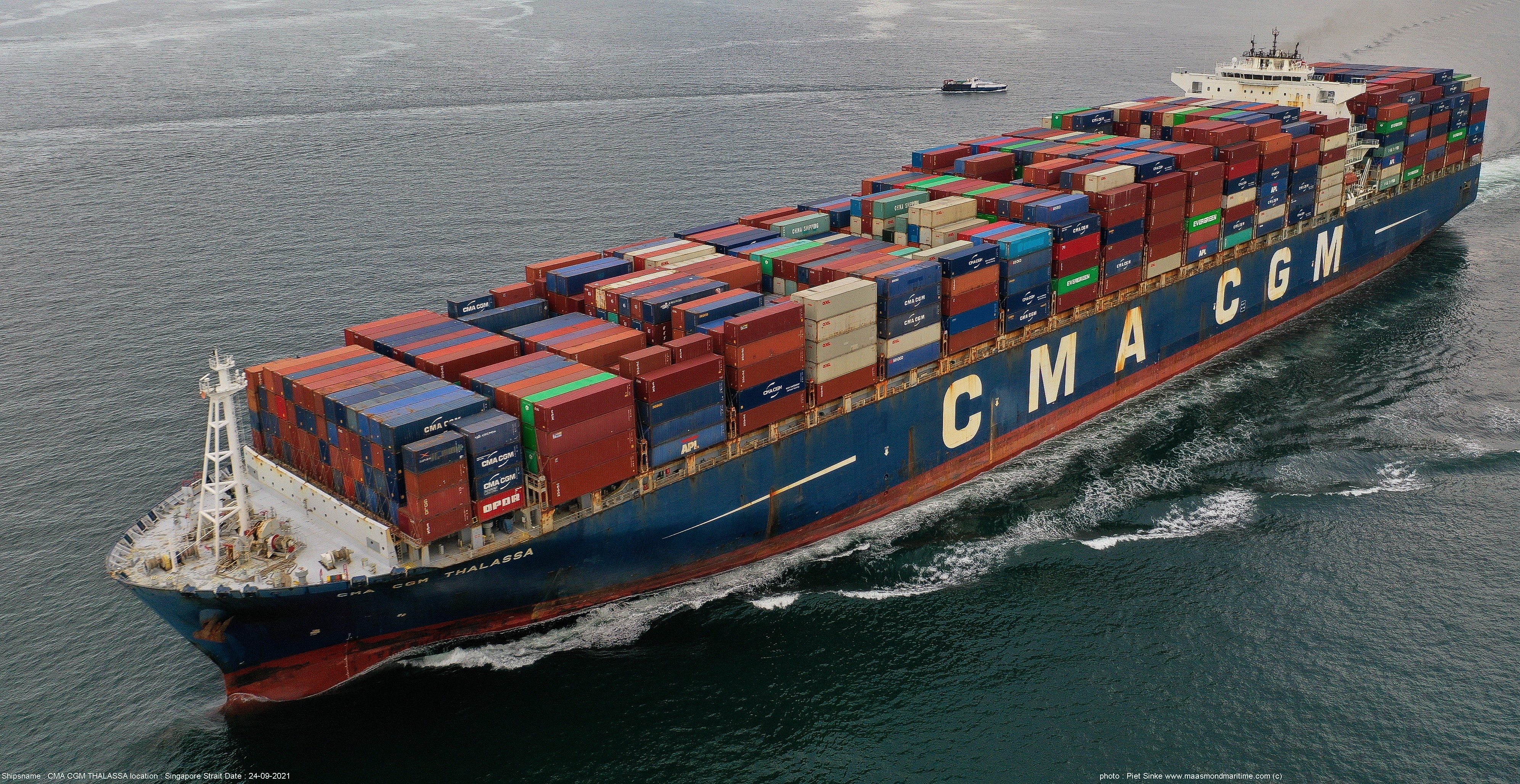 Transit: CMA CGM THALASSA entering English South Coast at The Dover Strait