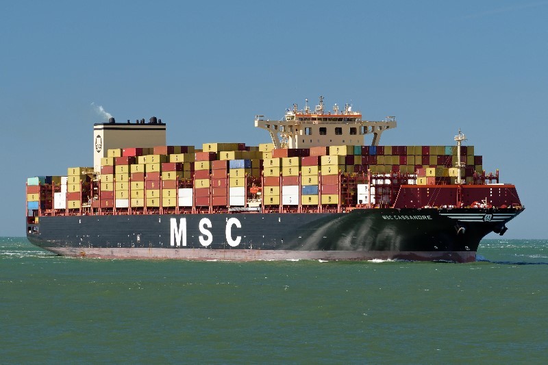 Transit: MSC CASSANDRE        entering English South Coast at The Dover Strait