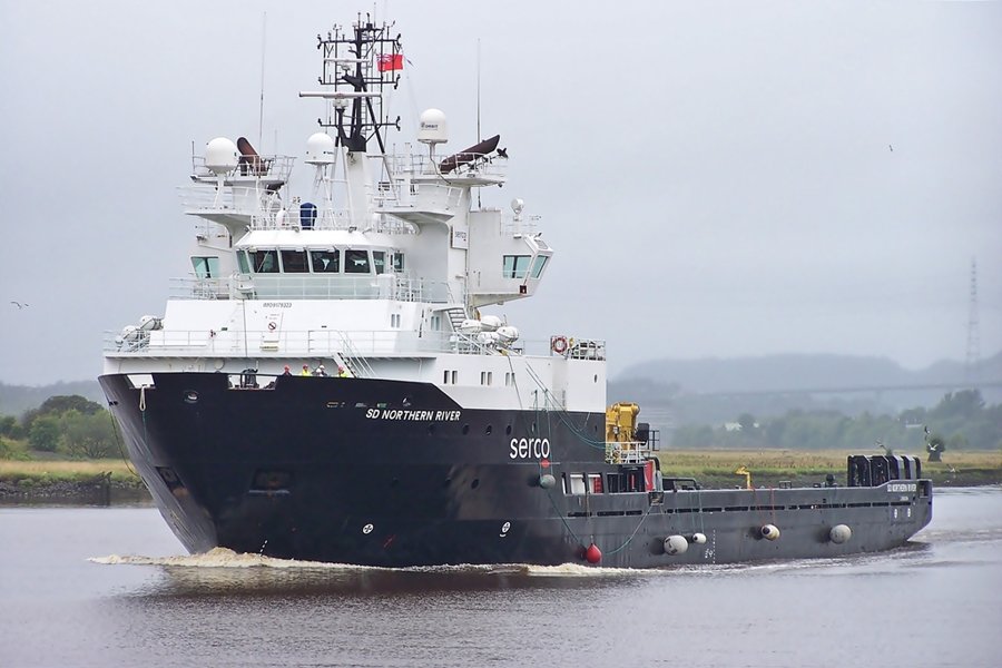 Photograph of the Naval Auxiliary Support Vessel: SD NORTHERN RIVER    (IMO: 9179323). Documented in UK and Regional Shipping Movements.
