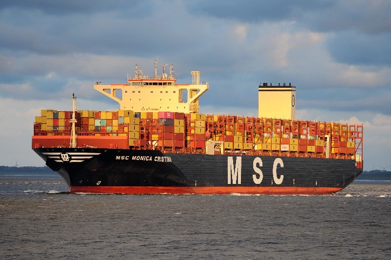 Transit: MSC MONICA CRISTINA  entering English South Coast at The Dover Strait
